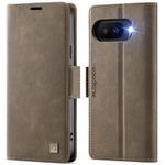 For Google Pixel 9a AutSpace A11 Side Buckle MagSafe Magnetic RFID Phone Leather Case(Coffee)