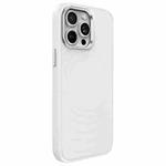 For iPhone 14 Pro Max Wave Texture Liquid Silicone Titanium MagSafe Phone Case(White)