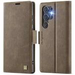 For Samsung Galaxy S21 Ultra 5G AutSpace A11 Side Buckle MagSafe Magnetic RFID Phone Leather Case(Coffee)