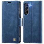 For Samsung Galaxy S21 5G AutSpace A11 Side Buckle MagSafe Magnetic RFID Phone Leather Case(Blue)