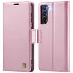 For Samsung Galaxy S22 5G AutSpace A11 Side Buckle MagSafe Magnetic RFID Phone Leather Case(Rose Gold)