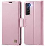 For Samsung Galaxy S22+ 5G AutSpace A11 Side Buckle MagSafe Magnetic RFID Phone Leather Case(Rose Gold)