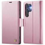 For Samsung Galaxy S23 Ultra 5G AutSpace A11 Side Buckle MagSafe Magnetic RFID Phone Leather Case(Rose Gold)