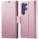 For Samsung Galaxy S25 Ultra 5G AutSpace A11 Side Buckle MagSafe Magnetic RFID Phone Leather Case(Rose Gold)
