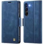 For Samsung Galaxy S23 5G AutSpace A11 Side Buckle MagSafe Magnetic RFID Phone Leather Case(Blue)