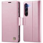 For Samsung Galaxy S23 5G AutSpace A11 Side Buckle MagSafe Magnetic RFID Phone Leather Case(Rose Gold)