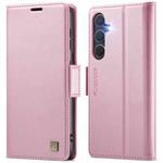 For Samsung Galaxy S24 5G AutSpace A11 Side Buckle MagSafe Magnetic RFID Phone Leather Case(Rose Gold)