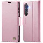 For Samsung Galaxy S23 FE 5G AutSpace A11 Side Buckle MagSafe Magnetic RFID Phone Leather Case(Rose Gold)