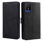 For TCL 501 4G Calf Texture Buckle Flip Leather Phone Case(Black)