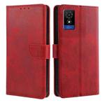 For TCL 501 4G Calf Texture Buckle Flip Leather Phone Case(Red)