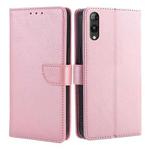 For Rakuten Hand 5G Calf Texture Buckle Flip Leather Phone Case(Rose Gold)