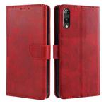 For Rakuten Hand 5G Calf Texture Buckle Flip Leather Phone Case(Red)