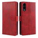 For Fujitsu Arrows We2 Calf Texture Buckle Flip Leather Phone Case(Red)