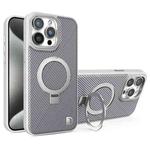 For iPhone 15 Pro Carbon Fiber MagSafe Holder Phone Case(Grey)