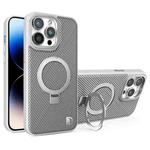 For iPhone 14 Pro Carbon Fiber MagSafe Holder Phone Case(Grey)