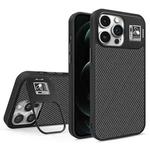 For iPhone 12 Pro Max Folding Holder Carbon Fiber MagSafe Phone Case(Black)