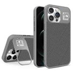 For iPhone 12 Pro Max Folding Holder Carbon Fiber MagSafe Phone Case(Grey)