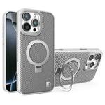 For iPhone 16 Pro Carbon Fiber MagSafe Holder Phone Case(Grey)