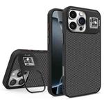 For iPhone 16 Pro Folding Holder Carbon Fiber MagSafe Phone Case(Black)