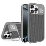 For iPhone 16 Pro Max Folding Holder Carbon Fiber MagSafe Phone Case(Grey)