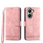 For Xiaomi Poco X7 Pro / Redmi Turbo 4 Dierfeng Dream Line TPU Hybrid PU Leather Phone Case(Pink)