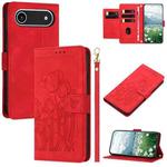 For iPhone 17 Air Tulips Embossed Leather Phone Case with Lanyard(Red)