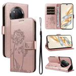 For Honor X9C 5G Global Dandelion Embossed Pattern Flip Leather Phone Case(Rose Gold)