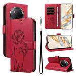 For Honor X9C 5G Global Dandelion Embossed Pattern Flip Leather Phone Case(Red)