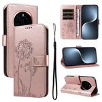 For Honor Magic7 5G Dandelion Embossed Pattern Flip Leather Phone Case(Rose Gold)