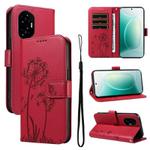 For Honor 300 Dandelion Embossed Pattern Flip Leather Phone Case(Red)