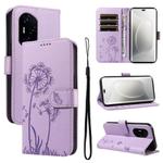 For Honor 300 Pro / 300 Ultra Dandelion Embossed Pattern Flip Leather Phone Case(Purple)