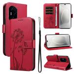 For Honor 300 Pro / 300 Ultra Dandelion Embossed Pattern Flip Leather Phone Case(Red)