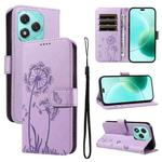 For Honor 400 Lite Dandelion Embossed Pattern Flip Leather Phone Case(Purple)