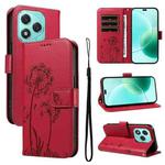 For Honor 400 Lite Dandelion Embossed Pattern Flip Leather Phone Case(Red)