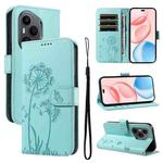 For Honor 400 Pro Global 160.8mm Dandelion Embossed Pattern Flip Leather Phone Case(Green)