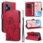 For Honor 400 Pro Global 160.8mm Dandelion Embossed Pattern Flip Leather Phone Case(Red)