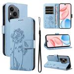 For Honor 400 Pro Global 160.8mm Dandelion Embossed Pattern Flip Leather Phone Case(Sky Blue)