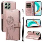 For Honor X6c / X6b / X6a / X5b Dandelion Embossed Pattern Flip Leather Phone Case(Rose Gold)