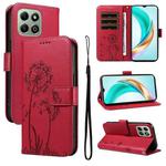 For Honor X6c / X6b / X6a / X5b Dandelion Embossed Pattern Flip Leather Phone Case(Red)