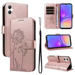 For Samsung Galaxy A07 5G Dandelion Embossed Pattern Flip Leather Phone Case(Rose Gold)
