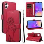 For Samsung Galaxy A07 5G Dandelion Embossed Pattern Flip Leather Phone Case(Red)