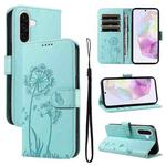 For Samsung Galaxy A36 5G Dandelion Embossed Pattern Flip Leather Phone Case(Green)
