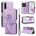 For Samsung Galaxy A36 5G Dandelion Embossed Pattern Flip Leather Phone Case(Purple)