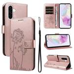For Samsung Galaxy A56 5G Dandelion Embossed Pattern Flip Leather Phone Case(Rose Gold)