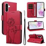 For Samsung Galaxy A56 5G Dandelion Embossed Pattern Flip Leather Phone Case(Red)