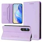 For Sony Xperia 1 V 2023 RC01 Dual-Folded Magnetic Suction RFID Leather Phone Case(Light Purple)