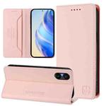 For Sony Xperia 5 V RC01 Dual-Folded Magnetic Suction RFID Leather Phone Case(Pink)