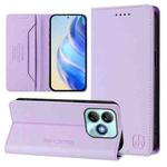 For ZTE Blade A75 4G RC01 Dual-Folded Magnetic Suction RFID Leather Phone Case(Light Purple)