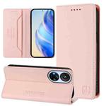 For ZTE Blade V40s RC01 Dual-Folded Magnetic Suction RFID Leather Phone Case(Pink)