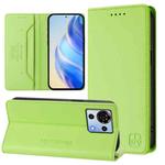 For ZTE Blade V50 Vita RC01 Dual-Folded Magnetic Suction RFID Leather Phone Case(Grass Green)